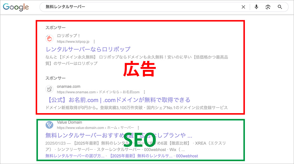 自然検索(SEO)を説明した画像