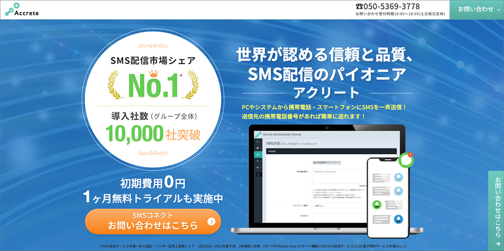 SMSコネクトのファーストビュー画像