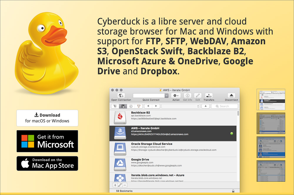Cyberduckのファーストビュー画像