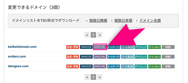 バリュードメインのDNS/URLアイコン