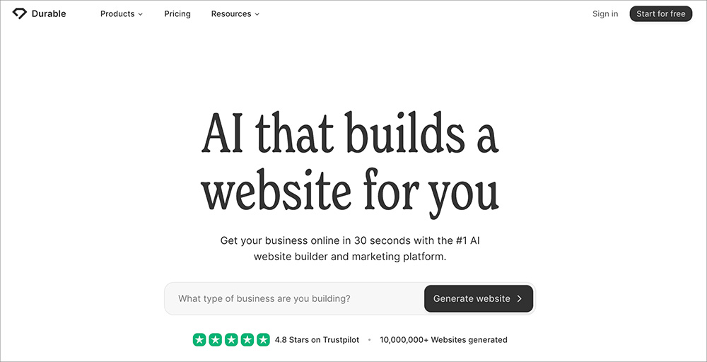 Durableのファーストビュー画像