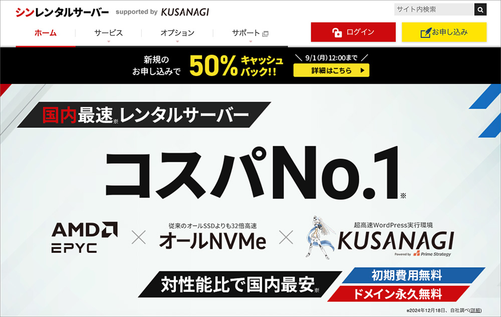 シンレンタルサーバーのファーストビュー画像