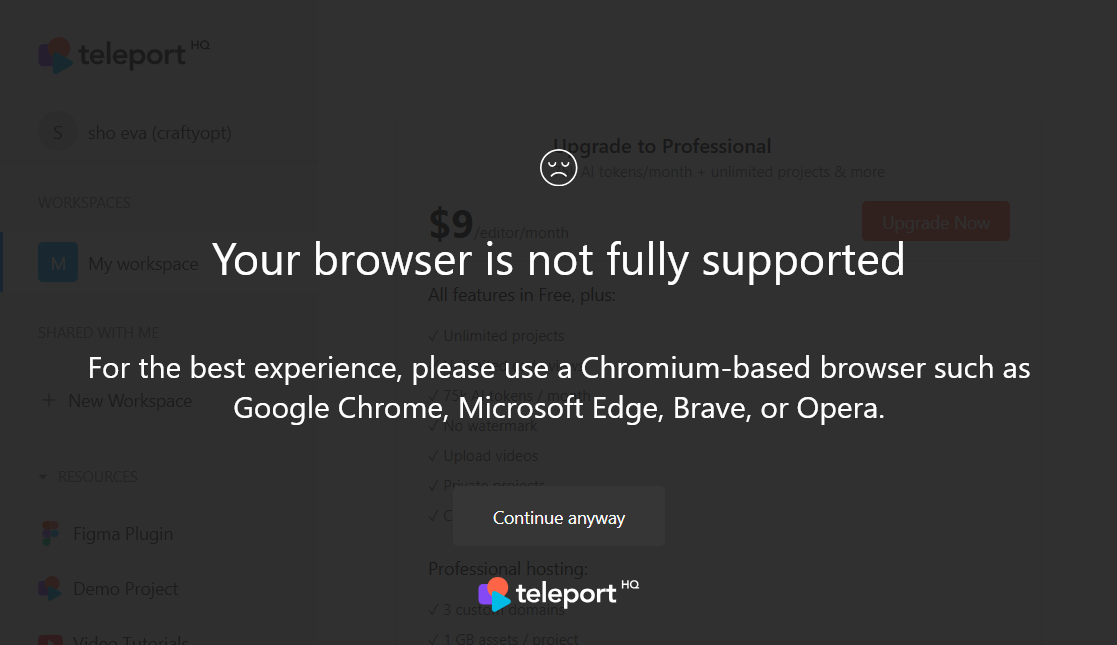 フルサポート未満警告